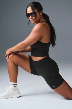 5" Seamless Ribbed Favorite Short - Black -ALO ACTIVEWEAR SALE W6290R 01 b1 s1 a4 m196