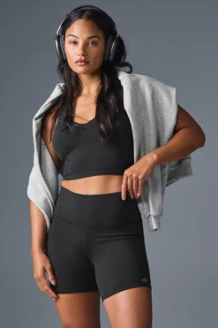 5" Airbrush High-Waist Biker Short - Black -ALO ACTIVEWEAR SALE W6311R 01 b1 s1 a5 m196