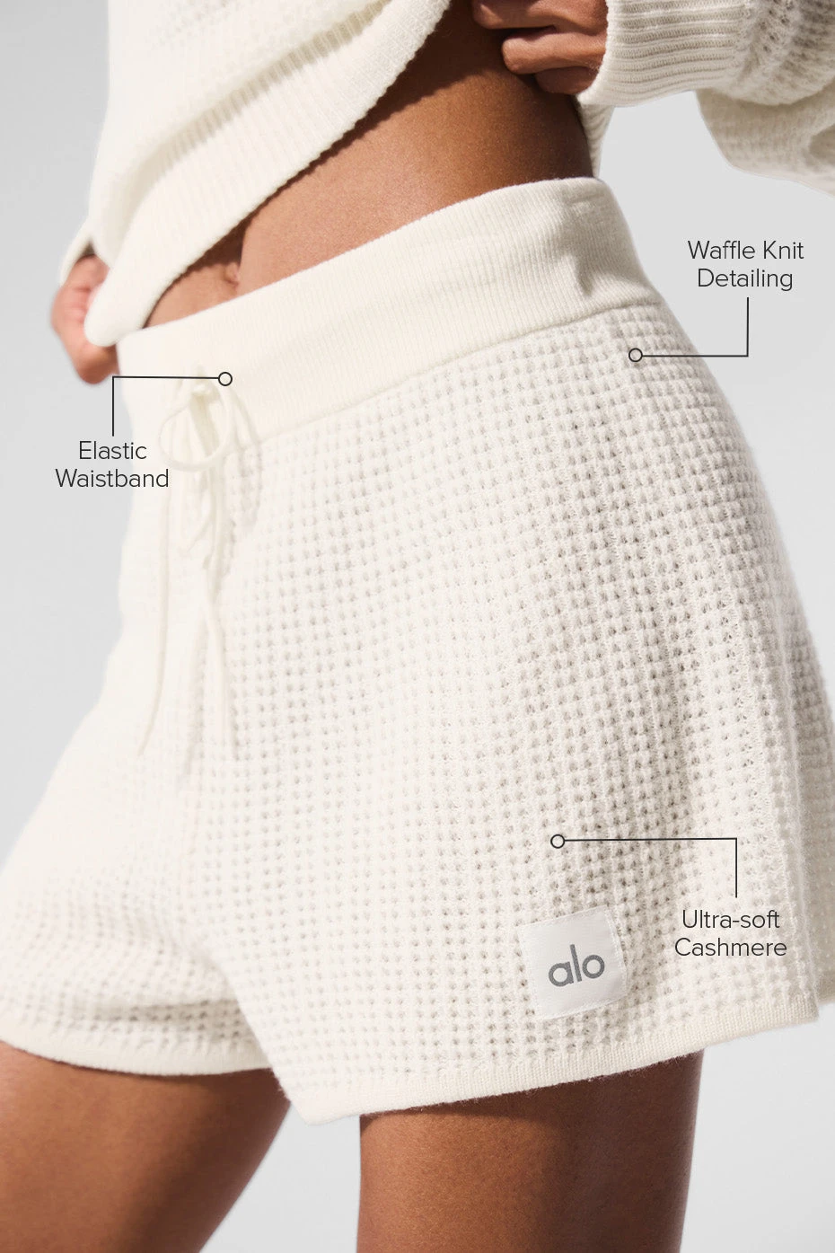 Cashmere High-Waist Plush Waffle Short - Ivory 4 Cashmere High-Waist Plush Waffle Short - Ivory - Image 2