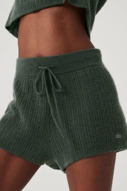 Cashmere High-Waist Plush Waffle Short - Dark Cactus -ALO ACTIVEWEAR SALE W6342R 04059 b1 s1 a4 1 m100