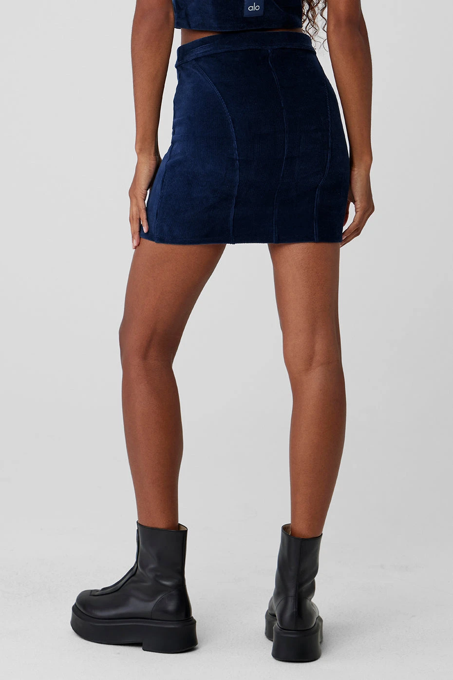 Micro Corduroy Winter Break Mini Skirt - Navy 4 Micro Corduroy Winter Break Mini Skirt - Navy - Image 2