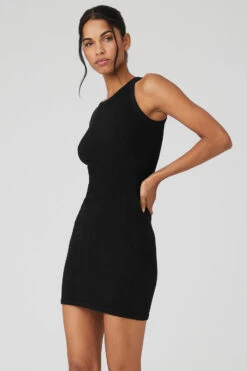 Seamless Ribbed Warm Nights Dress - Black -ALO ACTIVEWEAR SALE W8143R 01 b1 s1 a3 1 m18
