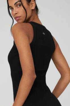 Seamless Ribbed Warm Nights Dress - Black -ALO ACTIVEWEAR SALE W8143R 01 b1 s1 a4 1 m18