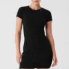 Goddess Ribbed Short Sleeve Dress - Black -ALO ACTIVEWEAR SALE W8201R 01 b1 s1 a1 1 m89
