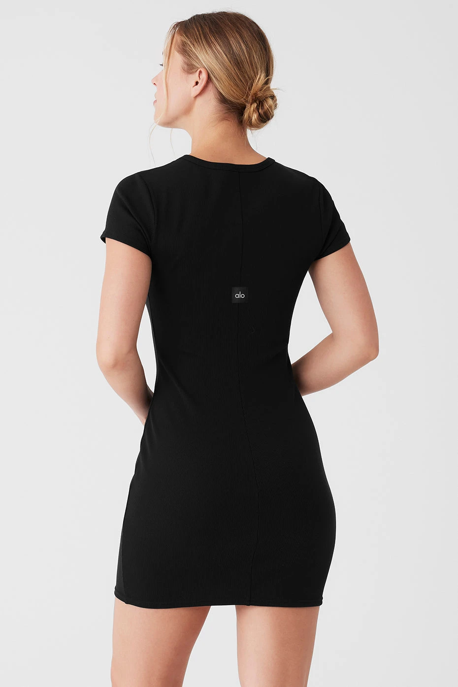 Goddess Ribbed Short Sleeve Dress - Black 4 Goddess Ribbed Short Sleeve Dress - Black - Image 2