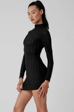 Euphoria Long Sleeve Dress - Black -ALO ACTIVEWEAR SALE W8230R 01 b1 s1 a3 1 m54
