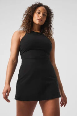 Alosoft Backspin Dress - Black -ALO ACTIVEWEAR SALE W8276R 01 b1 s1 a1 1 m182