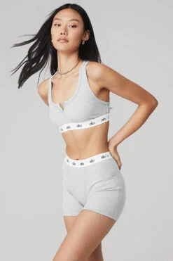 Icon Ribbed Henley Bra - Athletic Heather Grey 9 Icon Ribbed Henley Bra - Athletic Heather Grey -ALO ACTIVEWEAR SALE W9316R 02910 b1 s1 a2 1 m54